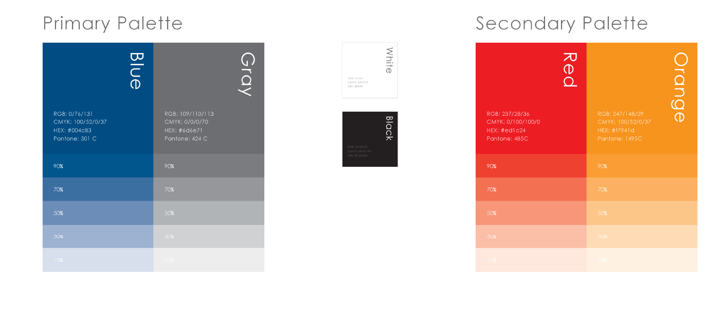 پالت رنگ برند و نمونه چاپی مقایسه‌ای
