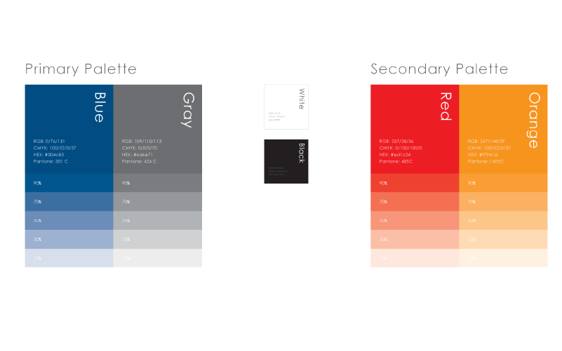پالت رنگ برند و نمونه چاپی مقایسه‌ای (موبایل)